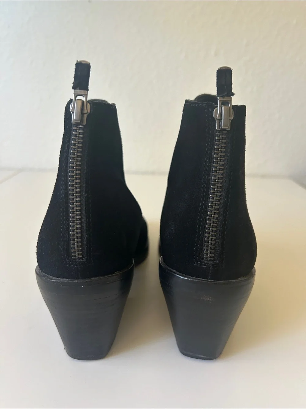 Eileen Fisher Black Suede Ankle Booties with Block Heel